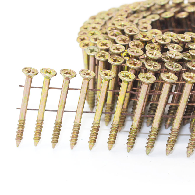 Clavos de tornillo con cabeza Philips en bobina de alambre de 1-1/2' x .120' de 15 grados