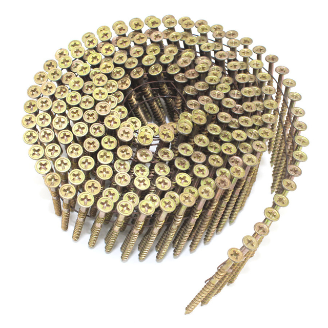 Clavos roscados con cabeza Philips en bobina de alambre de 1-3/4' x .113' y 15 grados
