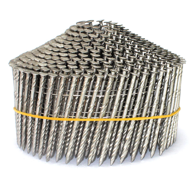 Pregos de bobina com haste de parafuso de aço inoxidável de 15 graus 1-1/4 pol.X 0,090 pol.