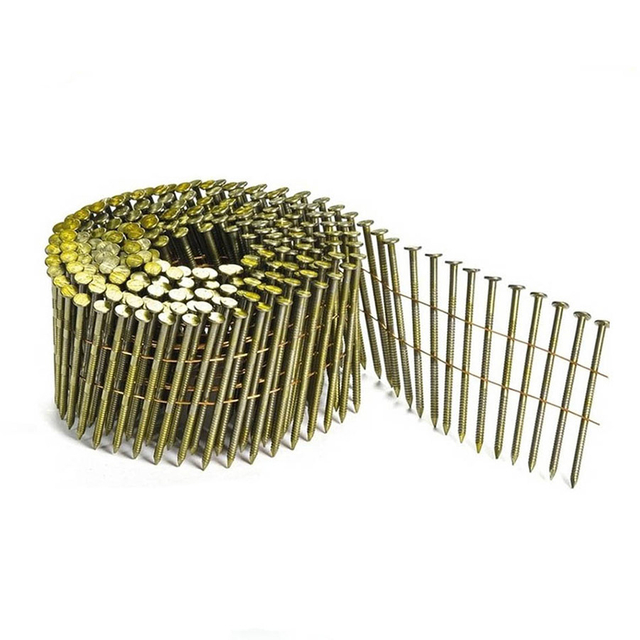 Pregos de bobina com haste de anel galvanizado de 15 graus de 1-1/4 polegadas
