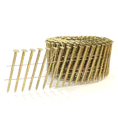 15 Degree 2-1/4 Inch X 0.099 Inch Electro Galvanized Screw Shank Coil Nails