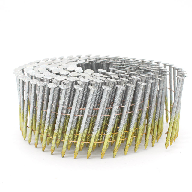 Clavos galvanizados para revestimiento de bobina de vástago de tornillo de 15 grados, 2-1/2 pulgadas x 0,092