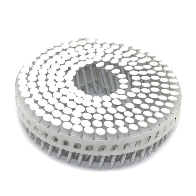 Chiodi a spirale in plastica da 15 gradi con gambo liscio 1,83x25 mm 