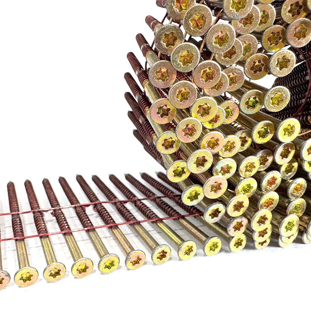 3 In. X .131 In. 15 Degree Wire Coil Torx Head Drive Nail Screws