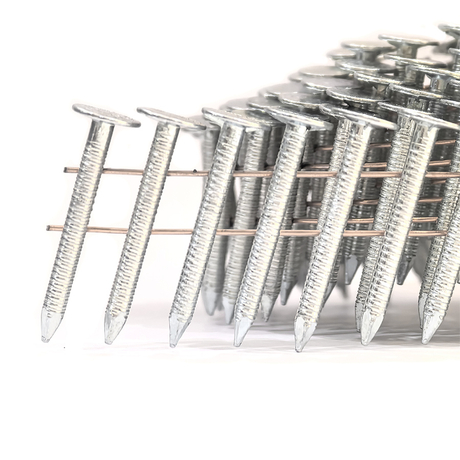 15 Degree 1-1/4 Inch X .120 Ring Shank Galvanized Collated Roofing Nails