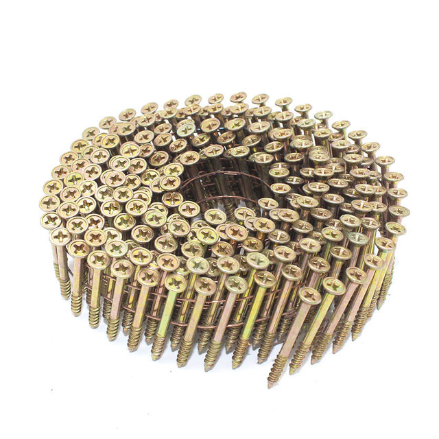 Clavos de tornillo con cabeza Philips en bobina de alambre de 1-3/8' x .113' y 15 grados