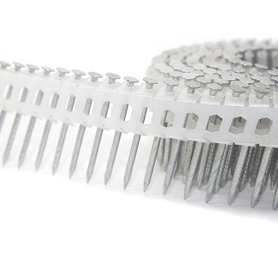 15 Degree Galvanized Plastic Coil Nails Screw Shank 1.83x32mm 
