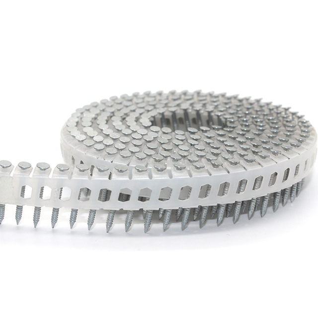 Chiodi a spirale in lamiera di plastica elettrozincata da 15 gradi con gambo ad anello 1,80x22 mm 