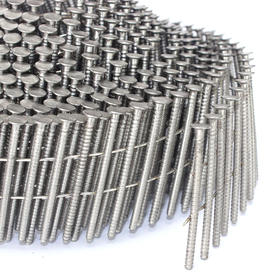 15 Degree Stainless Steel Ring Shank Coil Nails 1-1/4 In. X 0.090 In.