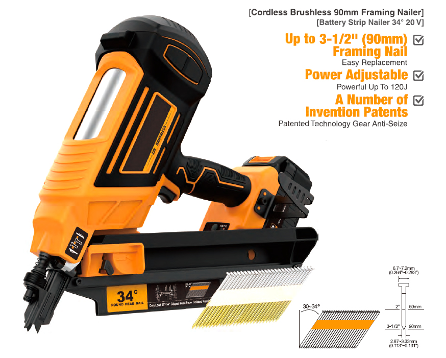 34 Degree Cordless Framing Nailer LD3490 in Use