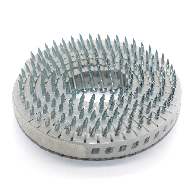 Chiodi a spirale in plastica elettrozincata da 15 gradi 1,8x20 mm 